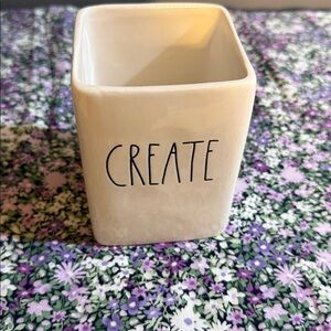 Rae Dunn White Ceramic 'CREATE' Pencil Cup
